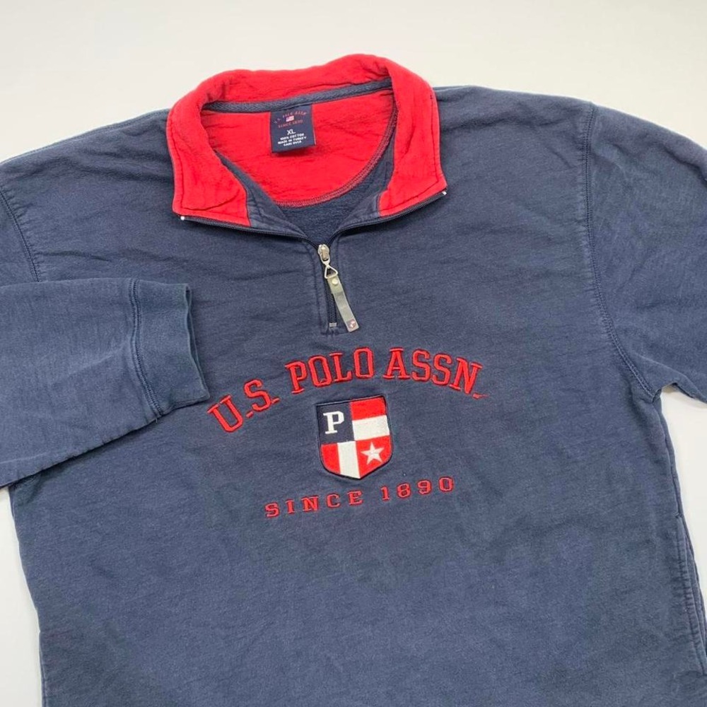 Vintage US Polo Assn. Quarter Zip Navy Pullover‎ Size XL
